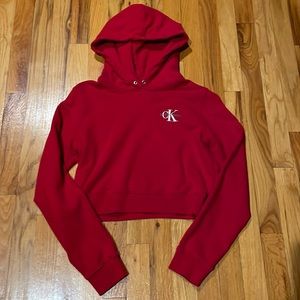 Cute red crop top hoodie